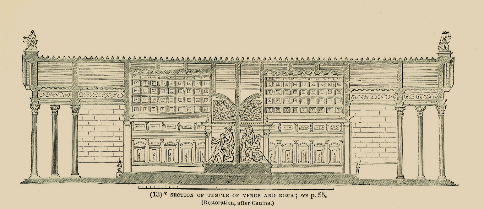 维纳斯神庙和罗马神庙的纵向剖面图